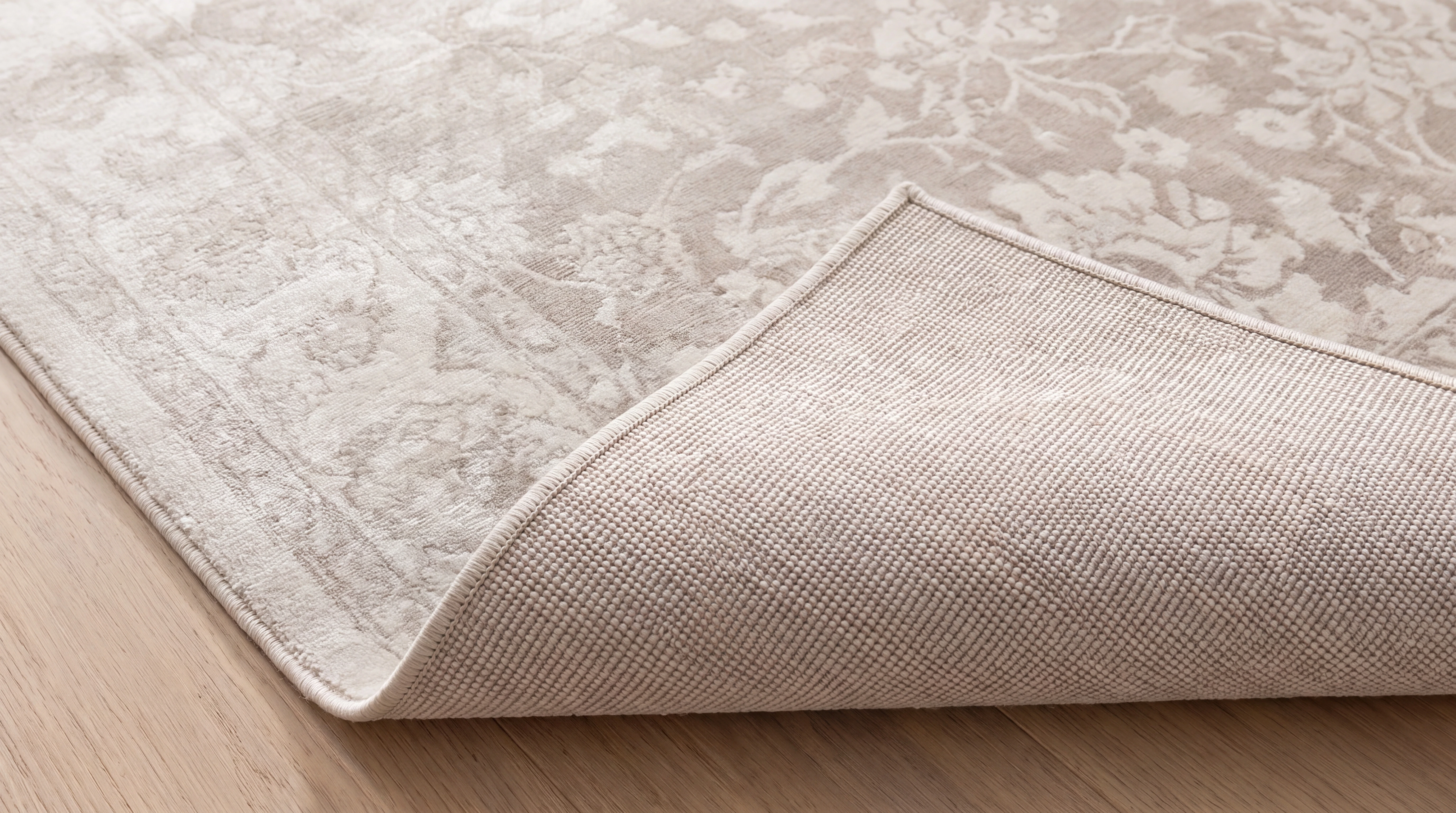 Close-up of a precision machine-made bespoke rug showing fine weave consistency