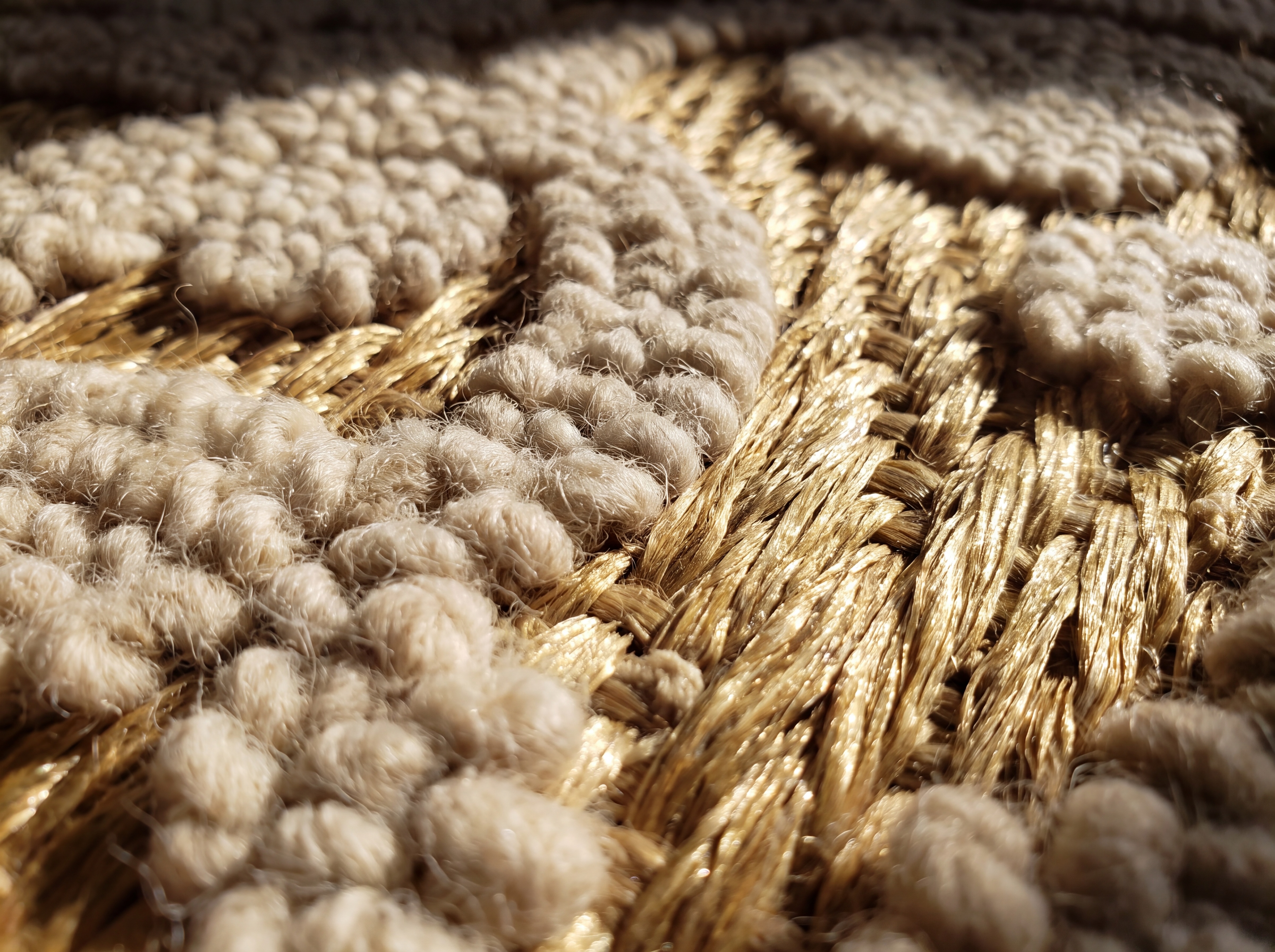 Sculptural high-low wool and silk texture of a modern artisanal rug